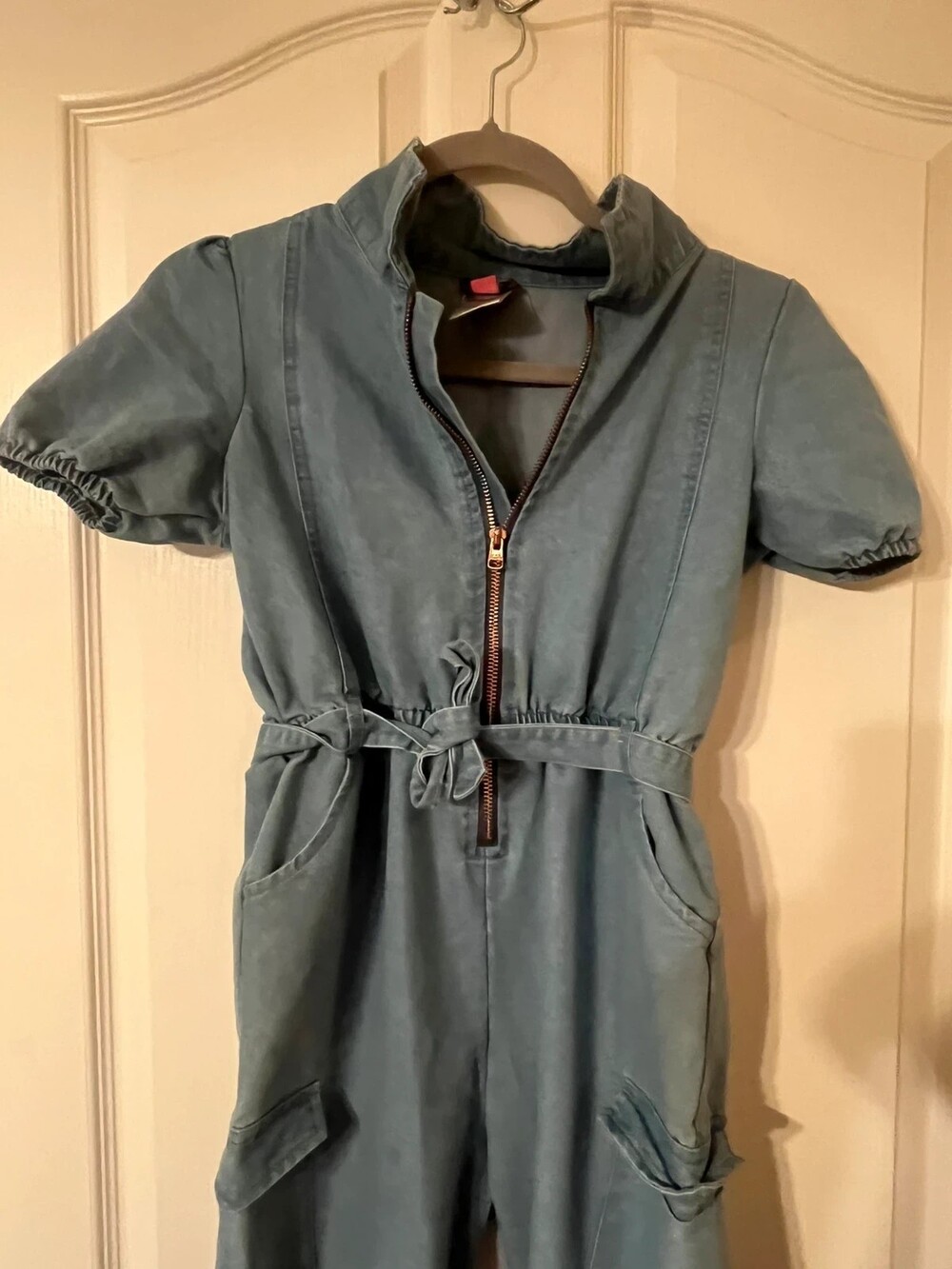 Vince Camuto Slate Blue Belted Utility Cargo Jumpsuit – Size 12